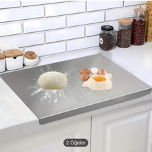 Feyza Design Paslanmaz Çelik 30X40 cm Çok Amaçlı Mutfak Tezgah Koruyucu Kesme Tahtası