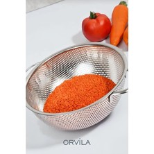 Feyza Design Paslanmaz Çelik Süzgeç 26 Cm, Metal Kulplu, Makarna, Pirinç, Bulgur Için Ideal