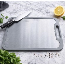 Feyza Design Paslanmaz Çelik ve Plastik Çerçeveli Kaydırmaz Kesme Tahtası