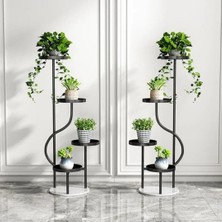 Trendesk Siyah Luxury 5 Katlı Metal Saksılık Salon & Balkon Için Modern Çicek Standı 40*120 cm