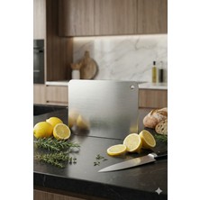 Feyza Design Paslanmaz Çelik Kesme Tahtası 20X30, Mutfak Için Çok Amaçlı Kullanım