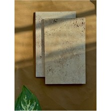 Feyza Design Doğal Mermer Traverten Kesim Tahtası, El Yapımı Sunum Tepsisi 16X30CM