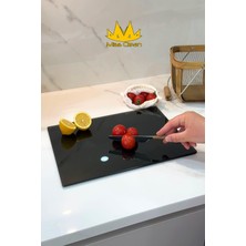 Feyza Design Şeffaf Füme Temperli Cam Kesme Tahtası 25X35 Cm, Isıya ve Kırılmaya Dayanıklı