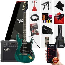Midex GLC-40GR-AMP Elektro Gitar Seti 25 WATT Şarjlı BT Amfi Full SET