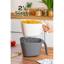 Feyza Design Çok Amaçlı 2 Parça Plastik Süzgeç Seti, Makarna, Meyve ve Sebze Yıkama
