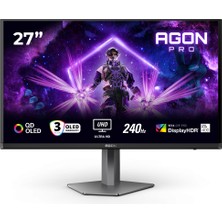 Aoc AG276UZD 27″ 240Hz 0.03MS 4K Qd-Oled HDR400 Rgb Usb-C Yükseklik Ayarlı Pivot Gaming Monitör