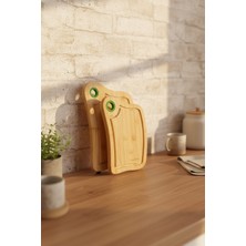 Feyza Design Doğal Bambu Çift Kesme Tahtası Seti, Şık ve Dayanıklı Mutfağınız Için