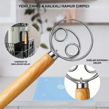 Feyza Design El Mikseri ve Hamur Karıştırıcı, Ahşap Saplı, Dayanıklı Metal Başlıklı