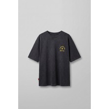 Abluka Online Erkek Oversize Yıkamalı Arkası Baskılı T-Shirt Siyah