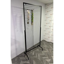 Modern Raf Oval Profil Ayaklı Tel Pano Siyah 75*180