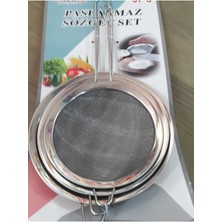 Feyza Design Paslanmaz Çelik 3'lü Çok Amaçlı Çay Süzgeç Seti