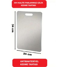 Feyza Design Paslanmaz Çelik Antibakteriyel Kesme Tahtası 24X36, Hijyenik ve Dayanıklı Kullanım