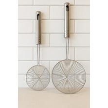 Feyza Design Paslanmaz Çelik Patates ve Sebze Kızartma Kepçesi 12-16CM, 2'li Set