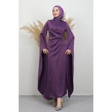 Berna Saten Abiye Koyu Lila