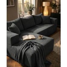 Evessan Tulip L Köşe Koltuğu 160X260 cm | Modüler L Köşe Koltuk Takımı | Fitilli Kadife Kumaş | Köşe Koltuk