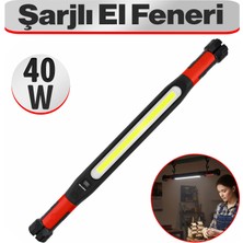 Badem10 Şarjlı El Feneri Çok Modlu 40 W Type-C USB Güçlü Aydınlatma Beyaz Işık Bahçe Kamp Feneri
