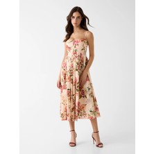 Guess Kolsuz Bria Keten Kadın Çok Renkli Elbise W6GKAFW2558-PMM9