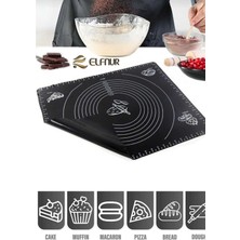 Feyza Design Büyük Boy Siyah Silikon Hamur Açma Matı 45X65 Cm, Baklava ve Börek Için