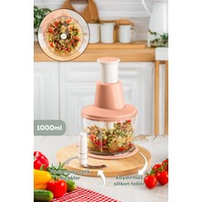 Feyza Design Pratik El Rondosu 3 Bıçaklı Blender Doğrayıcı 1000ML Pembe