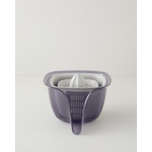 Feyza Design 4'lü Plastik Süzgeç Seti, Antrasit, 3×1,8×0,5 Litre