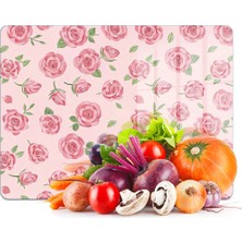 Feyza Design Gül Desenli Cam Kesme ve Sunum Tahtası, 40X30 Cm, Şık ve Kullanışlı
