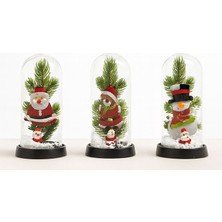 Hediye Bahçesi Yılbaşı Temalı Işıklı Dekoratif Cam Fanus - Model 8