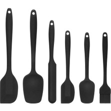 Feyza Design Yüksek Isıya Dayanıklı 6 Parça Silikon Spatula Seti Siyah