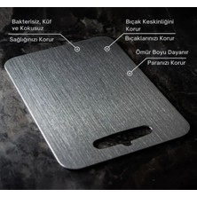 Feyza Design Sağlam Paslanmaz Çelik Kesme Tahtası, Hızlı ve Pratik Kullanım
