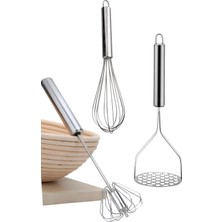 Feyza Design Üçlü Metal Çırpıcı Set, Kek, Yumurta, Patates ve Mama Hazırlama