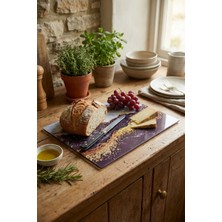 Feyza Design Mermer Desenli Cam Kesme Tahtası 25×35 Cm, Şık ve Kullanışlı Mutfak Aksesuarı