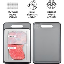 Feyza Design Çift Taraflı Paslanmaz Çelik Bıçak Bileme Aparatlı Kesme Tahtası