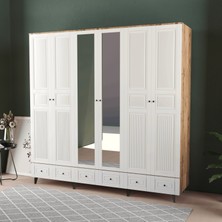 T&B Nil 6 Kapaklı Çekmeceli Gardırop - Mdf Kapak