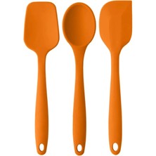 Feyza Design Turuncu 3'lü Büyük Boy Yanmaz Silikon Spatula Seti