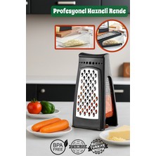 Feyza Design Çift Taraflı Paslanmaz Çelik Rende, Siyah, 550ML Hazne, Profesyonel Kullanım