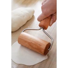 Feyza Design Pratik Hamur Açıcı ve Rulo, Ahşap Saplı, Pürüzsüz Yüzey, Ekstra Kalite