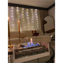 Özgürce Beyaz ve Siyah Taş Detaylı Masa Üstü Şömine, Şık ve Kullanışlı Tasarım