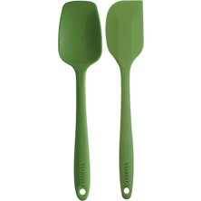 Feyza Design Iki Parça Yeşil Silikon Spatula Seti, 27CM, Isıya Dayanıklı, Yanmaz, Yapışmaz