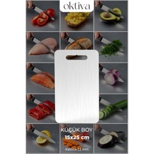 Feyza Design Paslanmaz Çelik Kesme Tahtası, 15X25 Cm, Dayanıklı ve Sağlıklı Kullanım