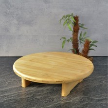 Feyza Design Bambu Ayaklı Yuvarlak Sunum Tahtası Peynir Tabağı, Şık ve Doğal Tasarım