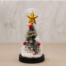 Hediye Bahçesi Yılbaşı Temalı Işıklı Dekoratif Cam Fanus - Model 4