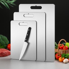 Feyza Design Paslanmaz Doğrama Tahtası Seti, Sağlıklı ve Uzun Ömürlü 3'lü Paket
