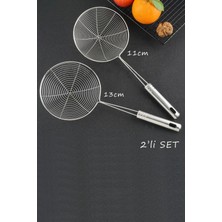 Feyza Design 2'li Paslanmaz Çelik Kızartma ve Süzgeç Seti, 11CM ve 13CM Çap