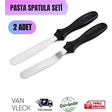 Feyza Design 2’li Pasta Sıvama Spatula Seti, Düz ve Eğik Çelik Spatula Takımı