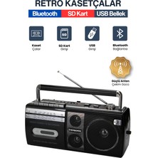 Sprange Kasetçalar Teyp Bluetooth Hoparlör USB Sd Kart Özellikli Aux Bağlantılı Yeni Nesil Antenli Retro