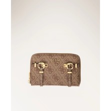 Guess Leona Logolu Orta Boy Fermuarlı Kadın Kahverengi Cüzdan SWSG9917140-LTL