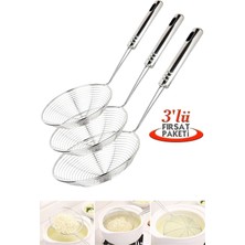 Feyza Design Çelik Kevgir ve Kızartma Süzgeç Seti, Mutfak Tel Kepçe, Pratik Servis