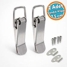 Nzb 2 Adet Gergi Mandalı Çelik Sandık Kaput Kilidi Klipsi 7.5 cm Düz Parlak Krom