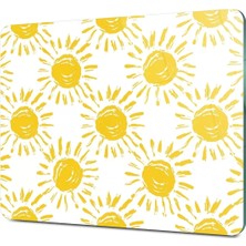 Feyza Design Güneş Desenli Cam Kesme Tahtası, Şık ve Dayanıklı Mutfak Aksesuarı