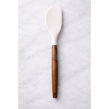 Destpak Akasya Saplı Sıyırma Spatulası - Hem Spatula, Hem Sıyırma, Hem Pişirme, Hem Pasta Spatulası - Yanmaz