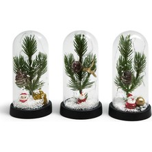 Hediye Bahçesi Yılbaşı Temalı Işıklı Dekoratif Cam Fanus - Model 9